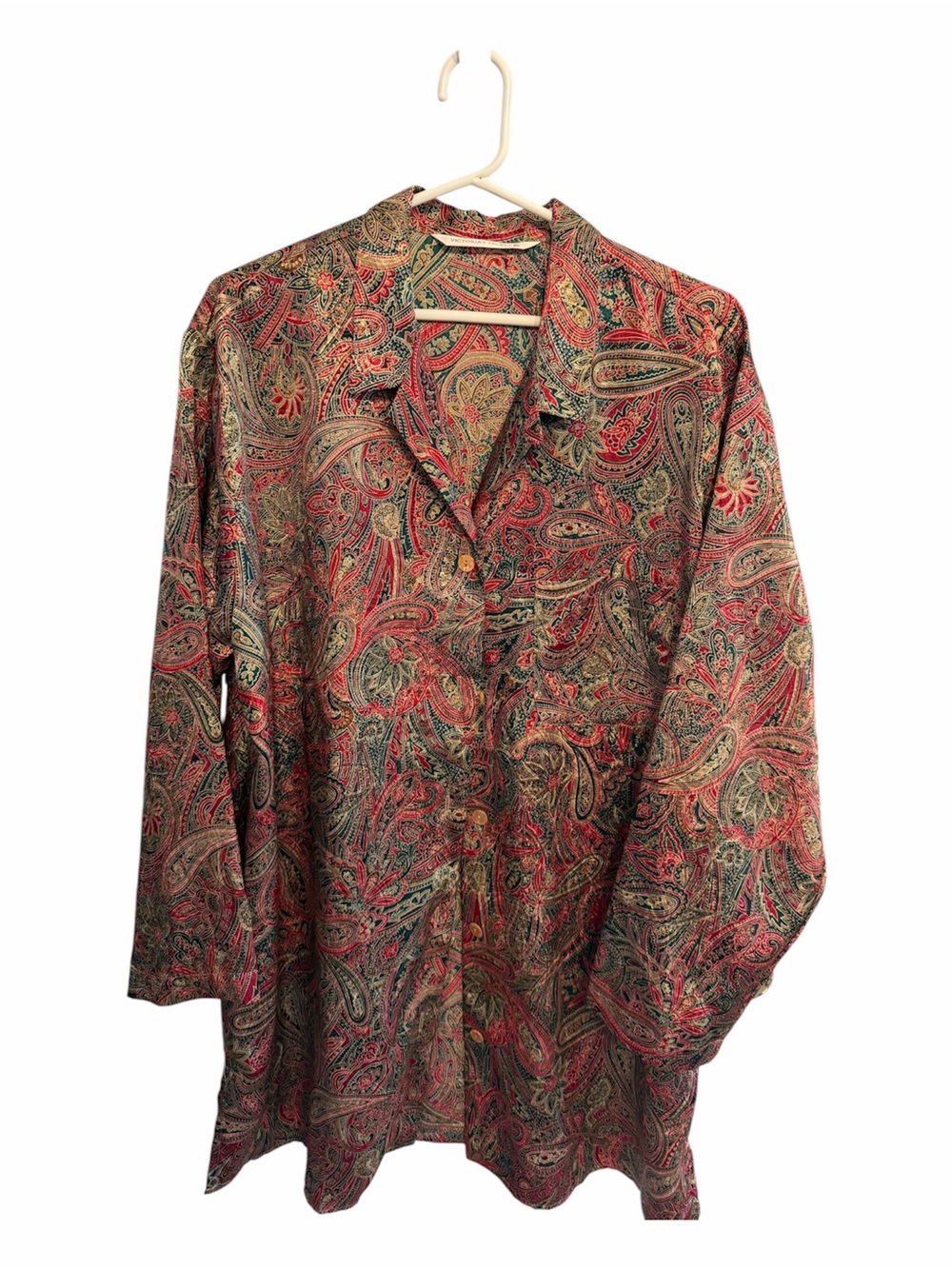 Vintage Victoria's Secret Paisley Button-Down Shirt - Red & Green